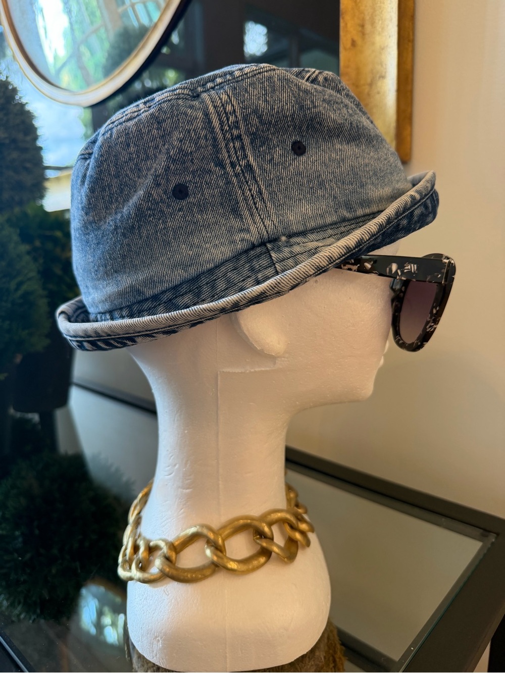 Zara Light Blue Washed Denim Bucket Hat